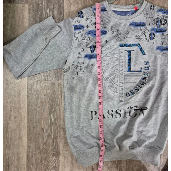 Men's Les Designers Gray & Blue‎ Graphic Sweatshirt M - Picture 6 of 6